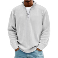 Thumbnail for Men’s Corduroy Zipper Stand Collar Sweatshirt