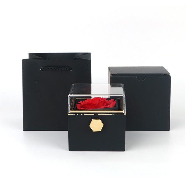 Rotating Soap Flower Rose Jewelry Gift Box