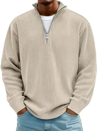 Thumbnail for Men’s Corduroy Zipper Stand Collar Sweatshirt