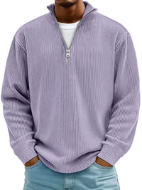 Thumbnail for Men’s Corduroy Zipper Stand Collar Sweatshirt