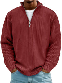 Thumbnail for Men’s Corduroy Zipper Stand Collar Sweatshirt