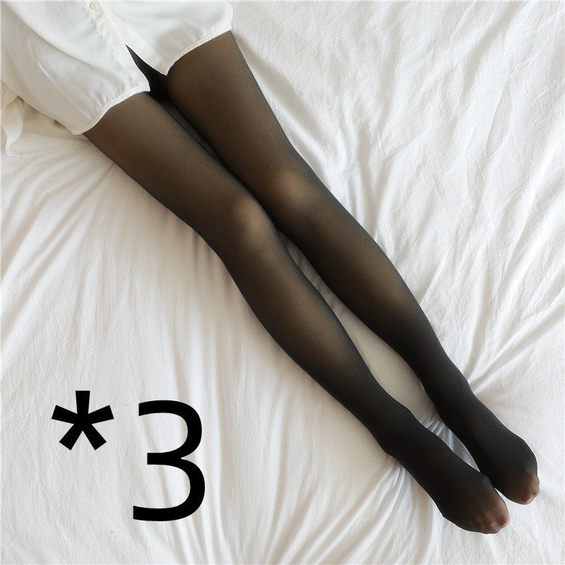 Fleece Lined Fake Translucent Winter Tights