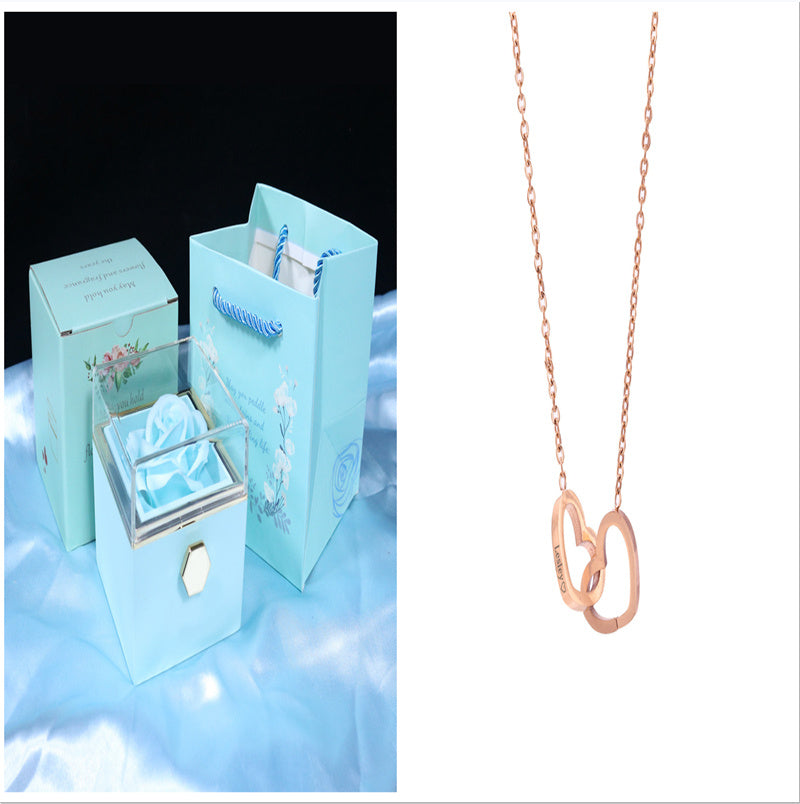 Rotating Soap Flower Rose Jewelry Gift Box