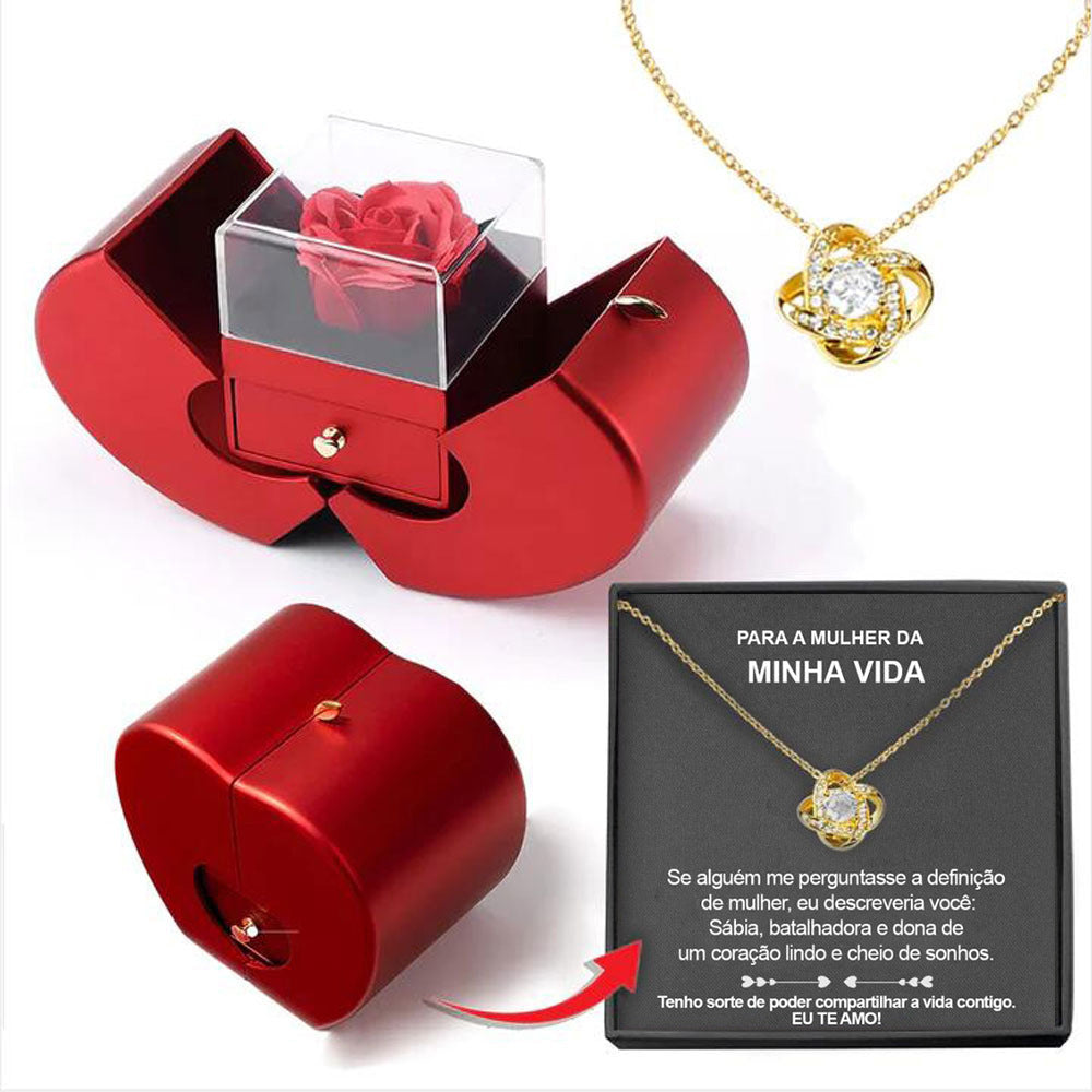 Eternal Rose Apple Jewelry Box Necklace Gift Set