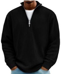 Thumbnail for Men’s Corduroy Zipper Stand Collar Sweatshirt