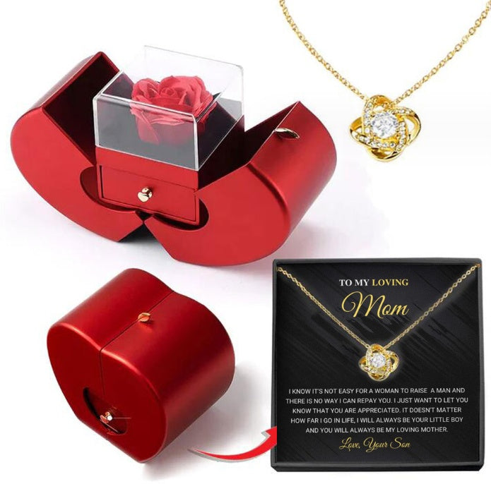Eternal Rose Apple Jewelry Box Necklace Gift Set