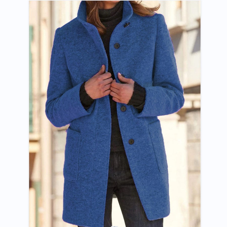 Women’s Stand Collar Woolen Coat
