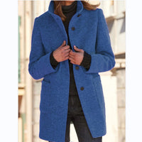 Thumbnail for Women’s Stand Collar Woolen Coat
