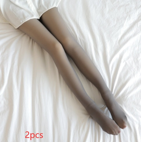 Fleece Lined Fake Translucent Winter Tights