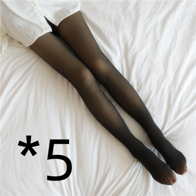Fleece Lined Fake Translucent Winter Tights