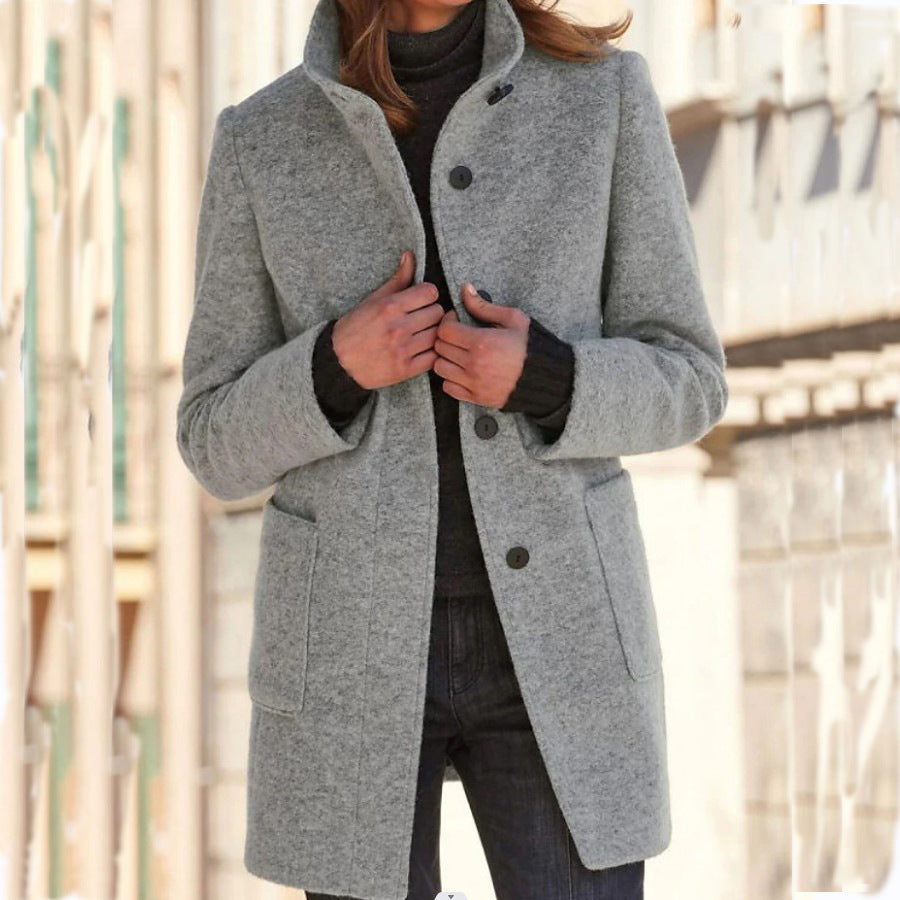 Women’s Stand Collar Woolen Coat