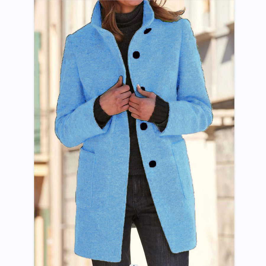 Women’s Stand Collar Woolen Coat