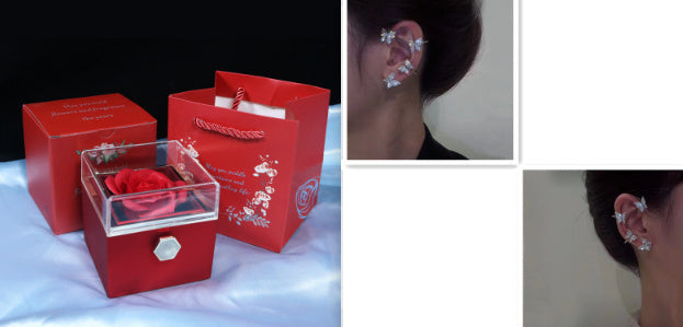 Rotating Soap Flower Rose Jewelry Gift Box