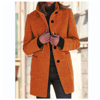 Thumbnail for Women’s Stand Collar Woolen Coat