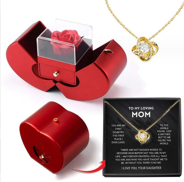 Eternal Rose Apple Jewelry Box Necklace Gift Set