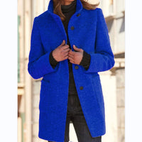 Thumbnail for Women’s Stand Collar Woolen Coat