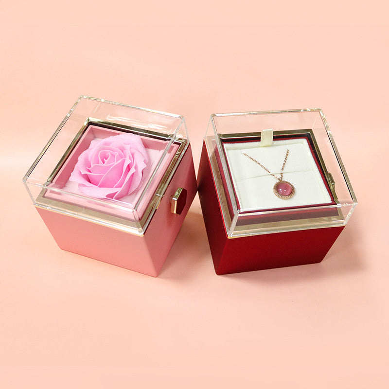 Rotating Soap Flower Rose Jewelry Gift Box