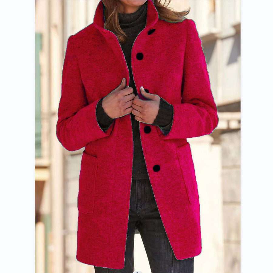 Women’s Stand Collar Woolen Coat