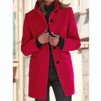 Thumbnail for Women’s Stand Collar Woolen Coat