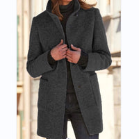 Thumbnail for Women’s Stand Collar Woolen Coat