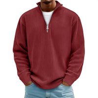 Thumbnail for Men’s Corduroy Zipper Stand Collar Sweatshirt