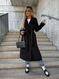 Thumbnail for Women’s Double-Breasted Lapel Jacket with Belt