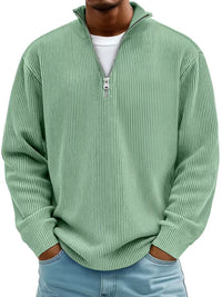 Thumbnail for Men’s Corduroy Zipper Stand Collar Sweatshirt