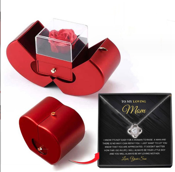 Eternal Rose Apple Jewelry Box Necklace Gift Set