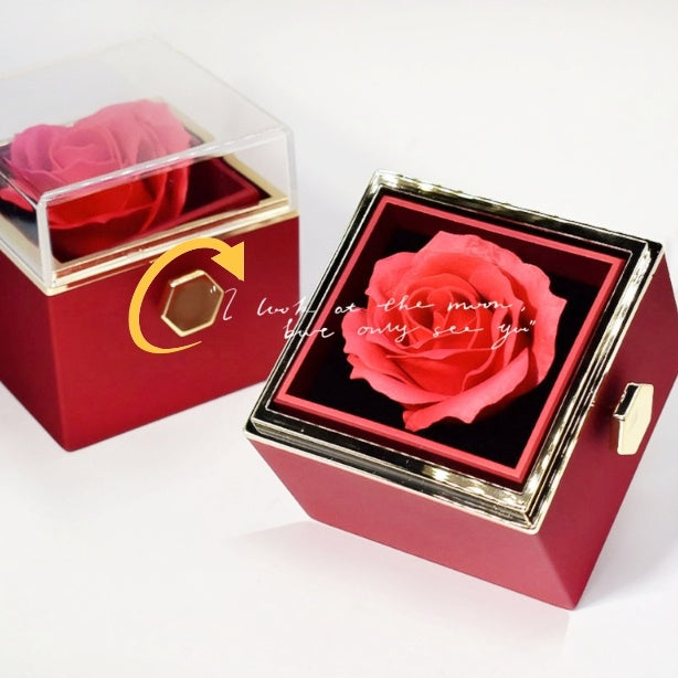 Rotating Soap Flower Rose Jewelry Gift Box