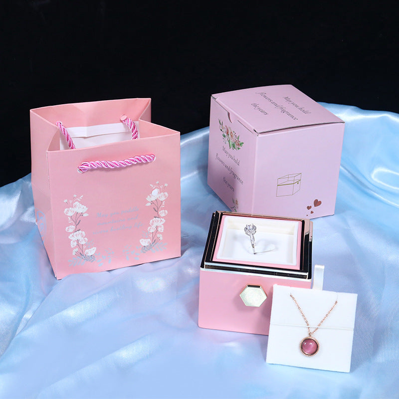 Rotating Soap Flower Rose Jewelry Gift Box