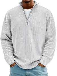 Thumbnail for Men’s Corduroy Zipper Stand Collar Sweatshirt