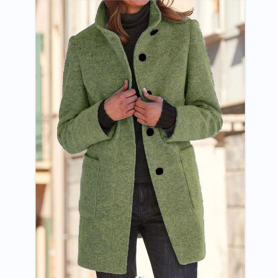Women’s Stand Collar Woolen Coat