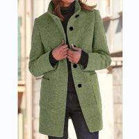 Thumbnail for Women’s Stand Collar Woolen Coat