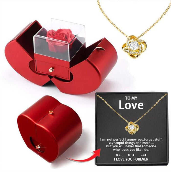 Eternal Rose Apple Jewelry Box Necklace Gift Set