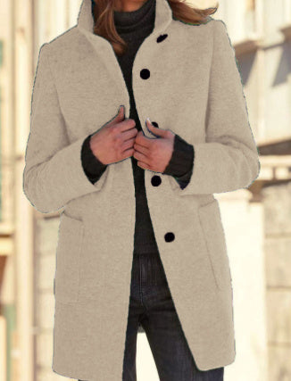 Women’s Stand Collar Woolen Coat