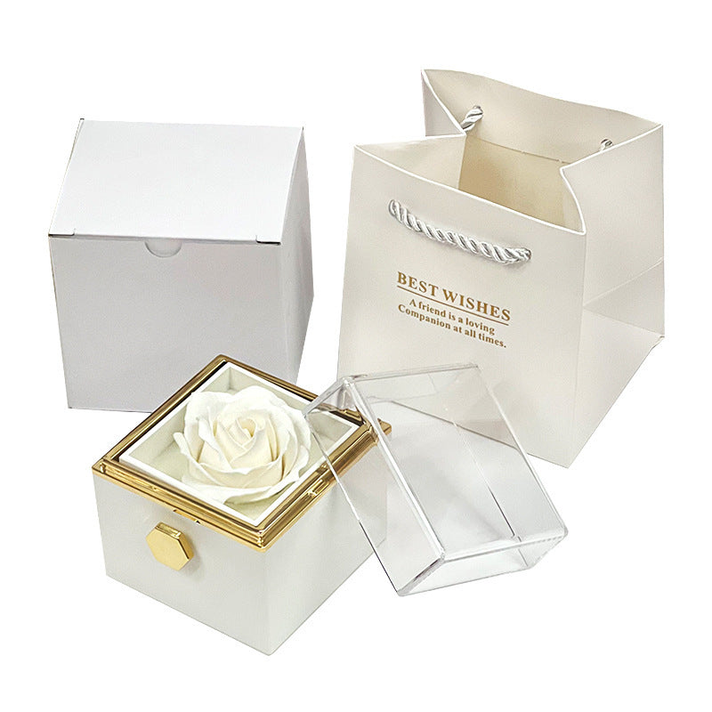 Rotating Soap Flower Rose Jewelry Gift Box