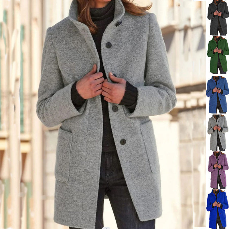 Women’s Stand Collar Woolen Coat