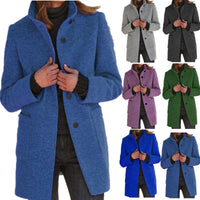 Thumbnail for Women’s Stand Collar Woolen Coat
