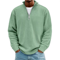 Thumbnail for Men’s Corduroy Zipper Stand Collar Sweatshirt